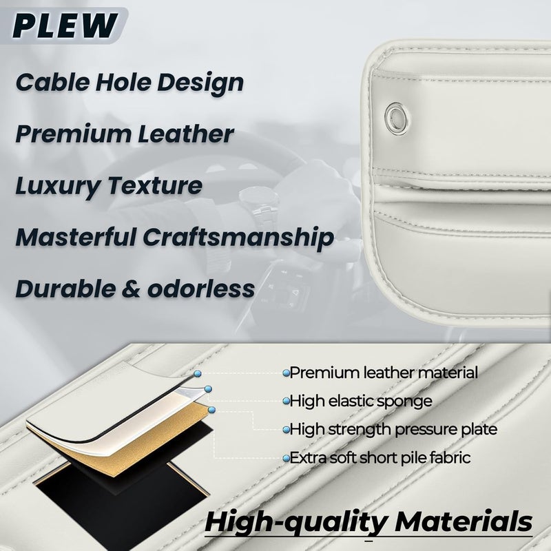 PLEW 2-Packs Car Seat Gap Filler, Premium Leather Console Organizer Universal Fit for Car SUV Truck Multi-Purpose Essentials Organizer - Anti-Drop Auto Interior Accessories（Macchiato Beige - Image 5